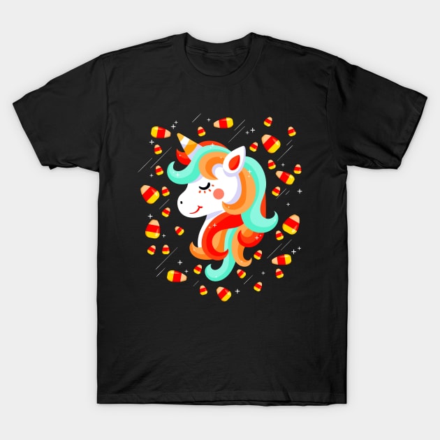 Unicorn Candy Corn T-Shirt by PaulAksenov